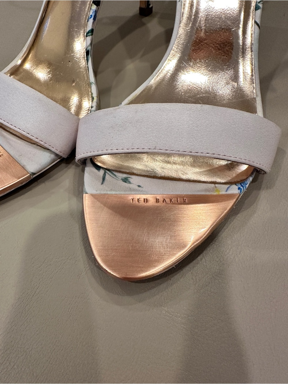Ted Baker Floral Ankle-Strap Heels in Pink and Blue - Picture 5 of 10